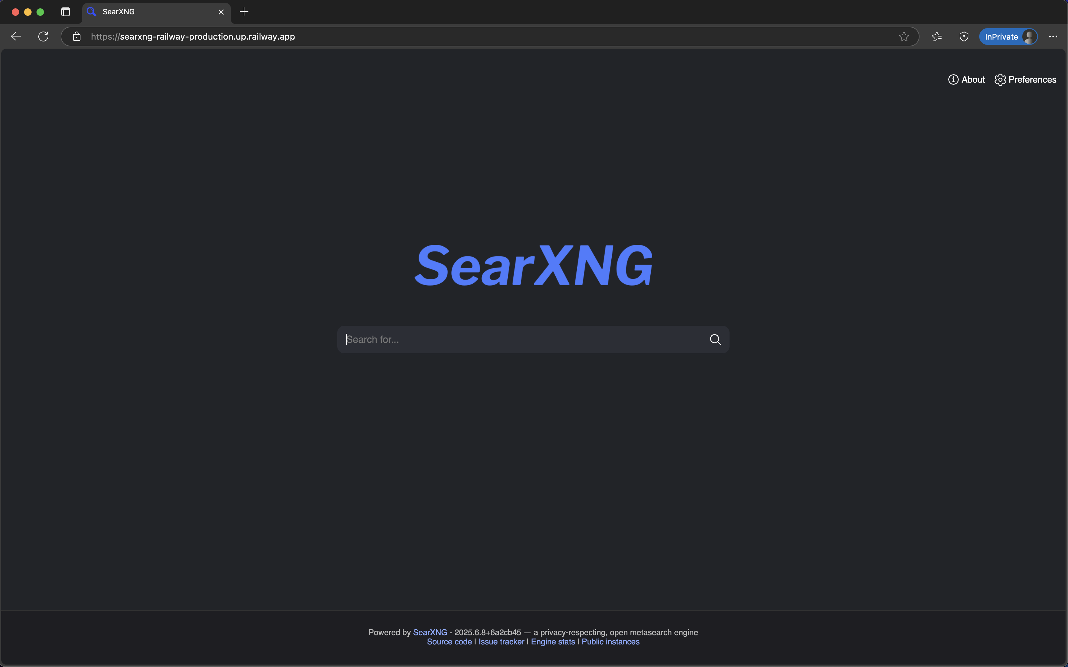 SearXNG homepage SearXNG homepage!